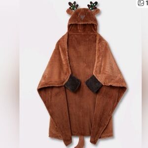 New Target 2024 Christmas Reindeer Holiday Wearable hooded Blanket